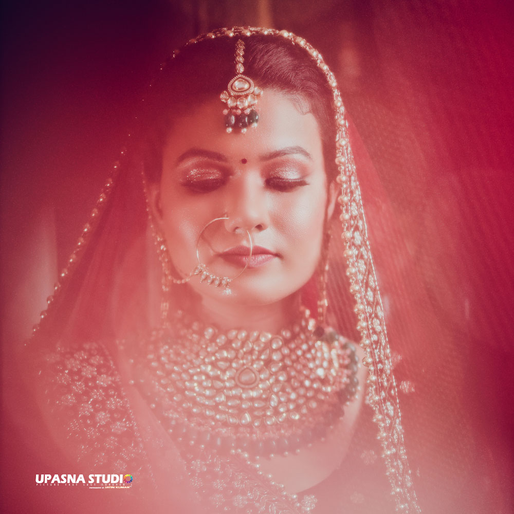 Indian bride wearing red lehenga